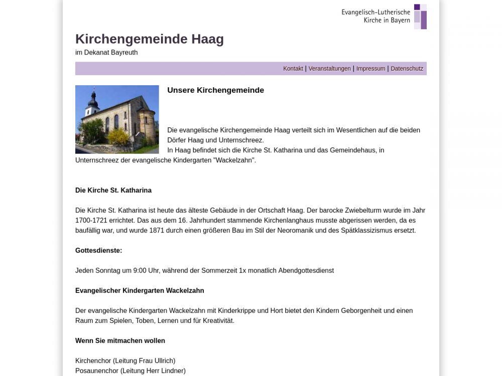   Evang Luth Kirchengemeinde Haag  St Katharina